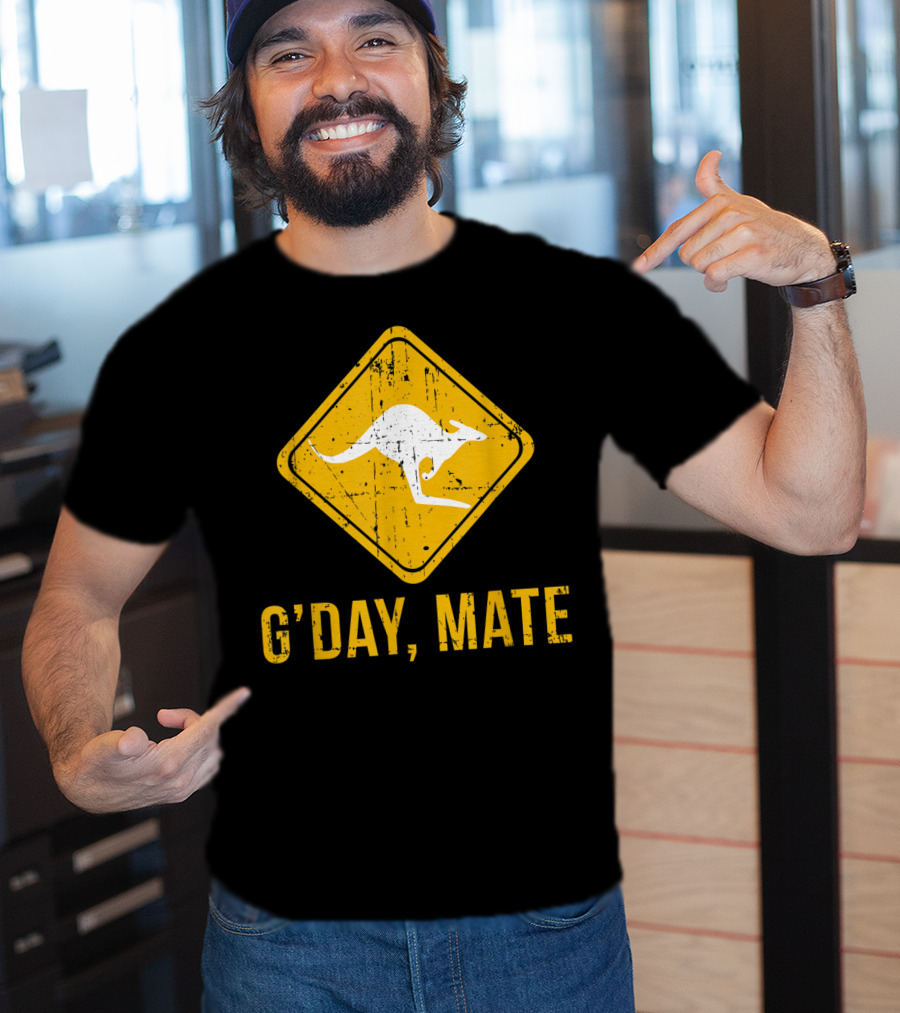 G'day Mate Kangaroo Road Sign Australia Family T-Shirt