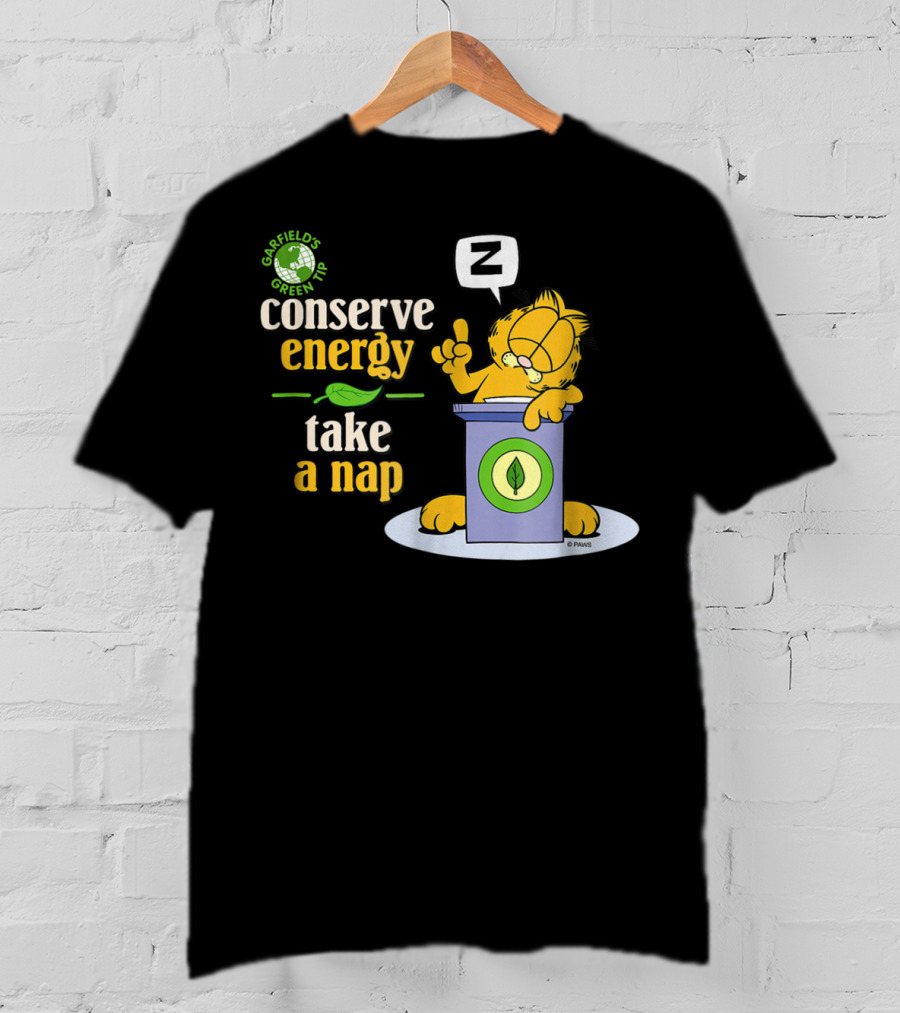 Garfield's Green Tip Conserve Energy Take A Nap T-Shirt