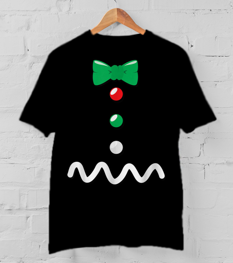 Gingerbread Man Christmas Bow Tie Décor T-Shirt