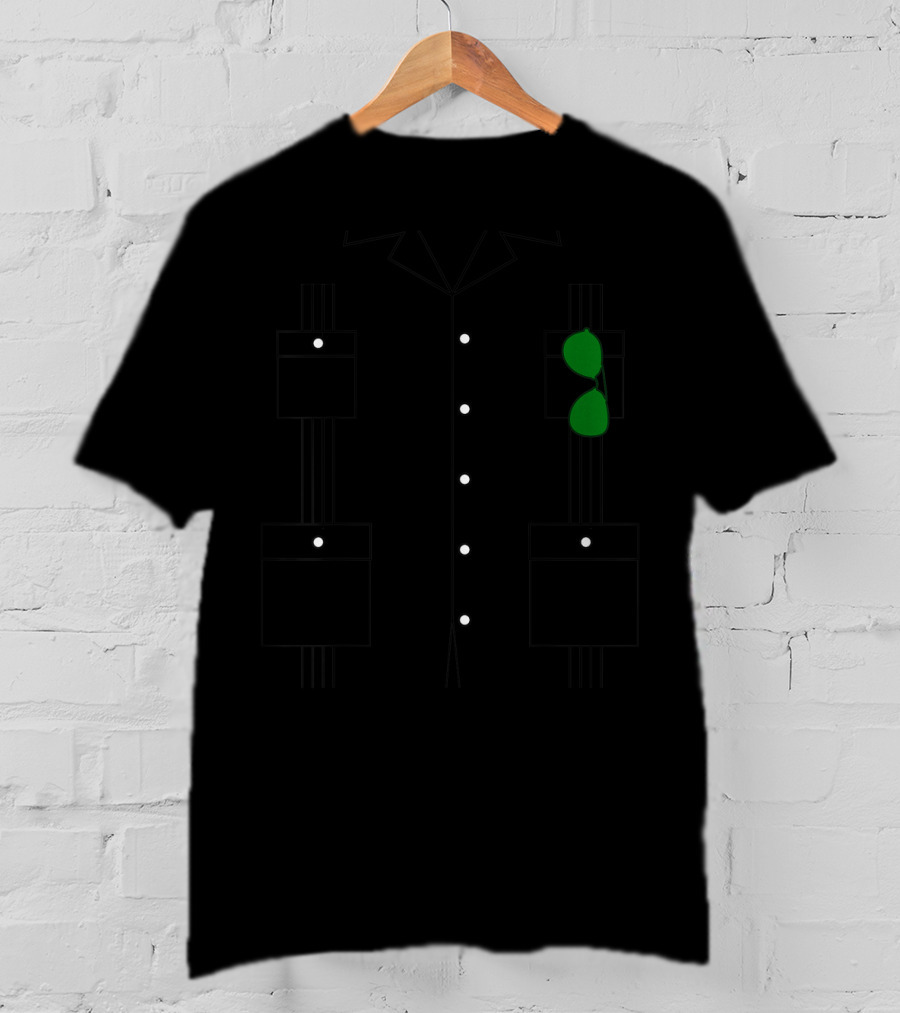 Guayabera Shirt With Green Sunglasses T-Shirt