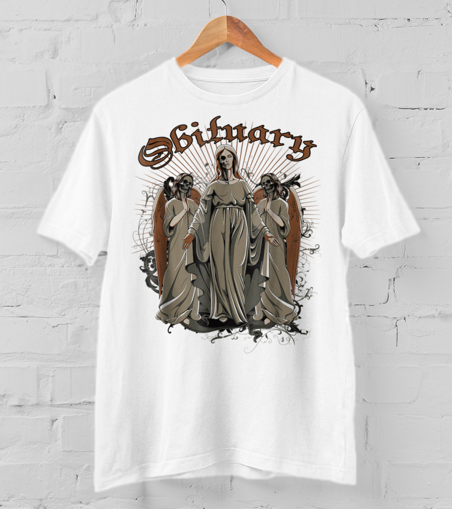 Obituary Halloween Angel Trio With Radiant Wings T-Shirt