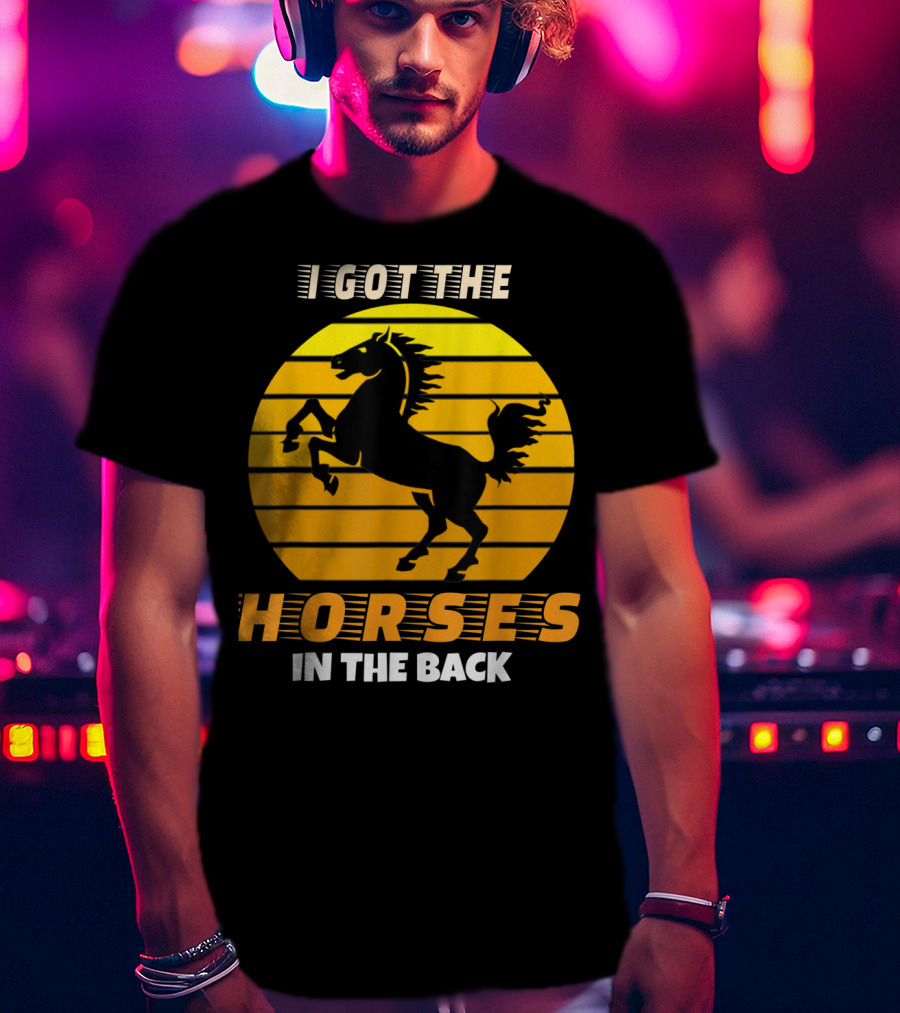 I Got The Horses In The Back Rearing Stallion Sunset T-Shirt