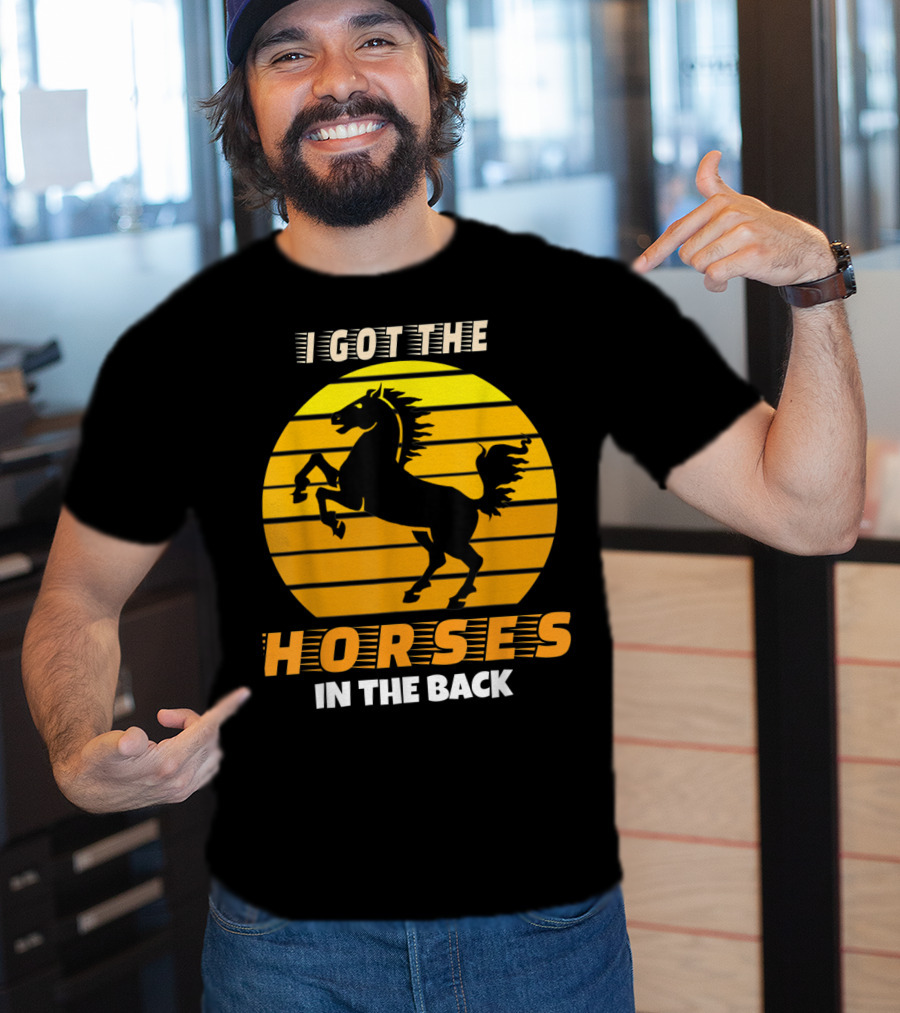 I Got The Horses In The Back Rearing Stallion Sunset T-Shirt