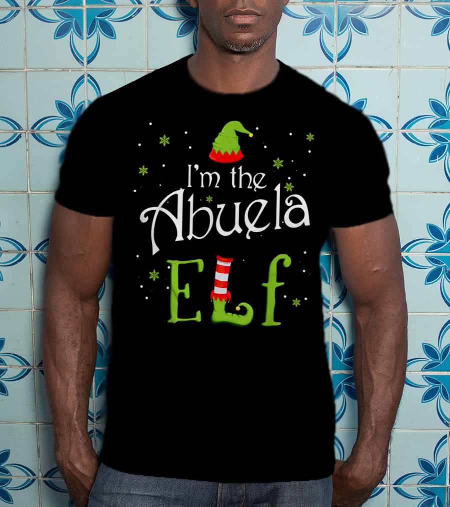 I'm The Abuela Elf Christmas Xmas Family Hat Snowflakes Stocking T-Shirt