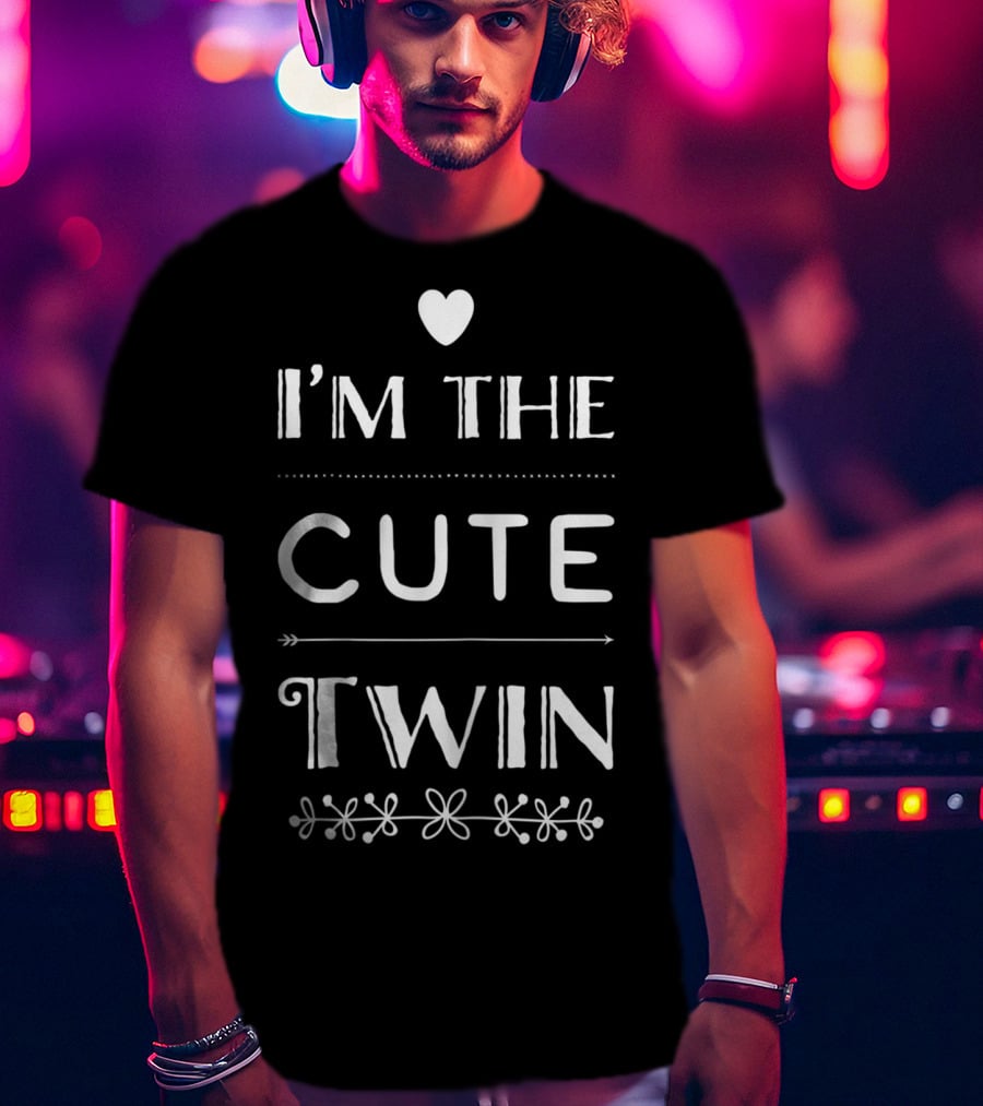 I'm The Cute Twin Girls Twin Heart And Flower T-Shirt