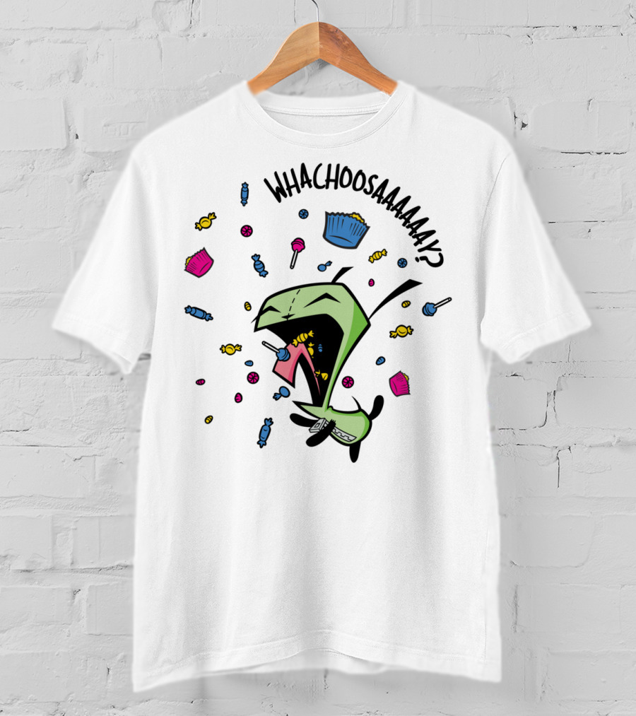 Whachoosaay Invader Zim Gir With Candy And Cupcakes T-Shirt
