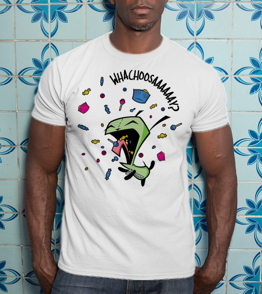 Whachoosaay Invader Zim Gir With Candy And Cupcakes T-Shirt