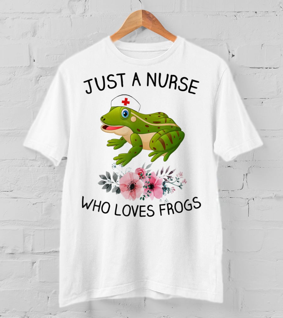 Just A Nurse Who Loves Frogs Floral Hat T-Shirt
