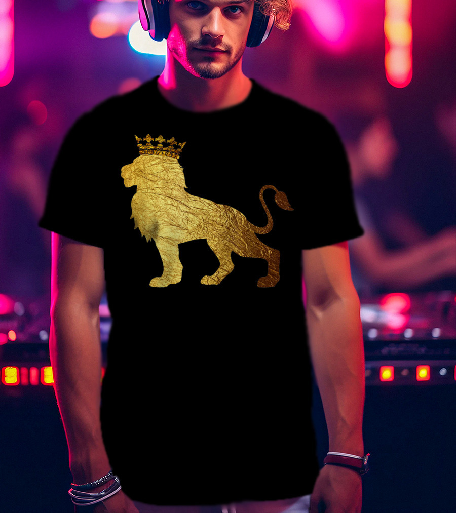 King Of The Jungle Lion With Golden Crown T-Shirt
