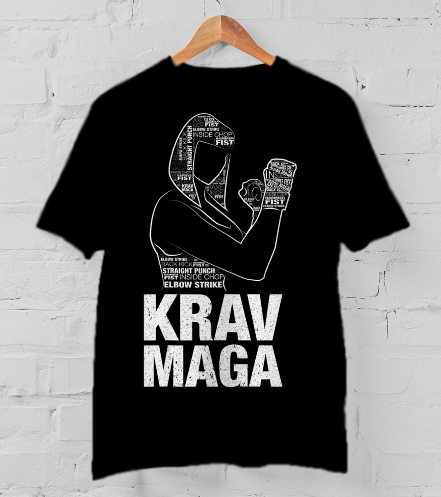Krav Maga Woman Martial Arts Self Defence Straight Punch Elbow Strike Fist Techniques T-Shirt