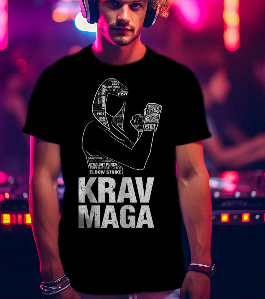 Krav Maga Woman Martial Arts Self Defence Straight Punch Elbow Strike Fist Techniques T-Shirt