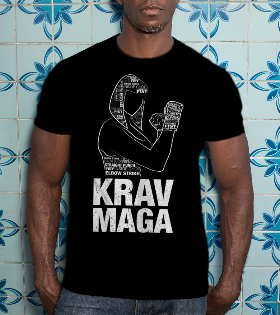 Krav Maga Woman Martial Arts Self Defence Straight Punch Elbow Strike Fist Techniques T-Shirt