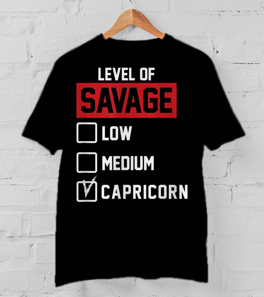 Level Of Savage Capricorn Checked Box Low Medium T-Shirt