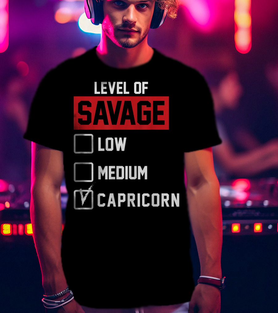 Level Of Savage Capricorn Checked Box Low Medium T-Shirt
