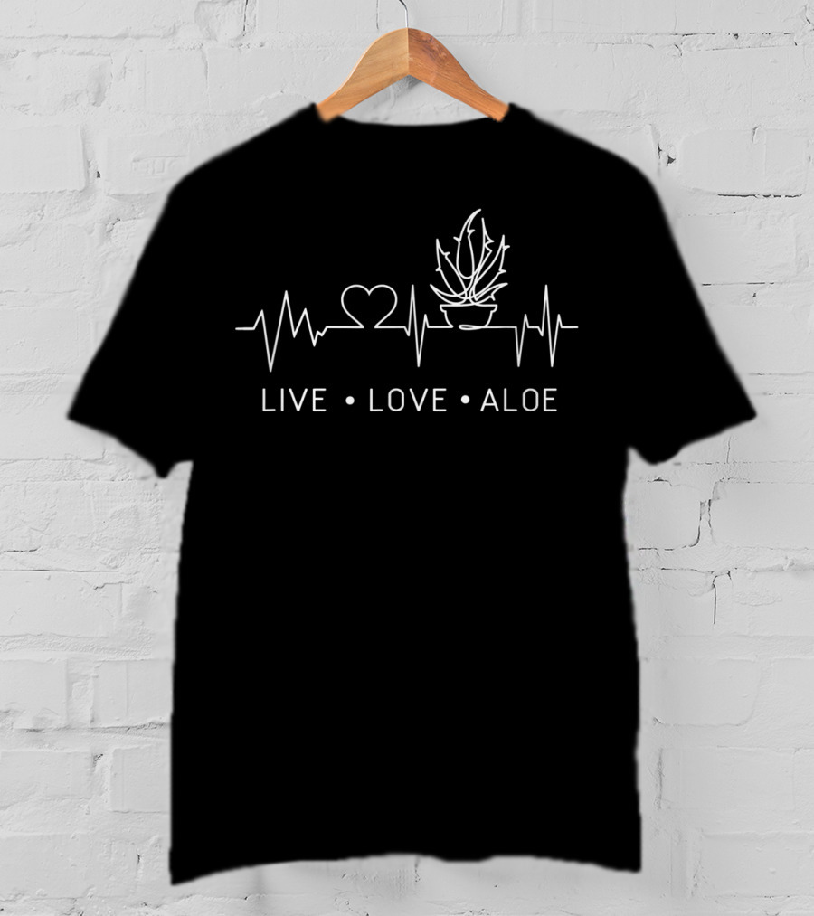 Live Love Aloe Heartbeat Cactus Succulent T-Shirt