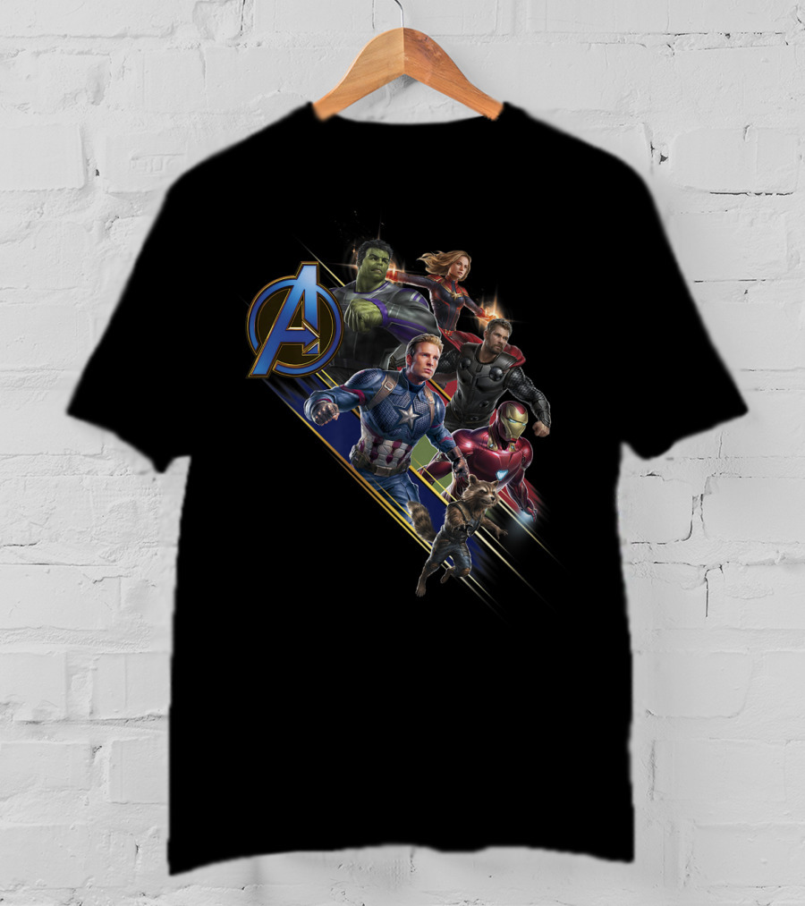 Avengers Endgame Heroes Assemble Action Pose With Iconic A T-Shirt