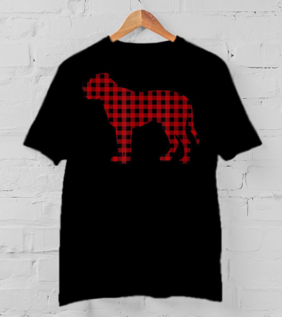 Mastiff Red Plaid Buffalo Christmas Dog T-Shirt