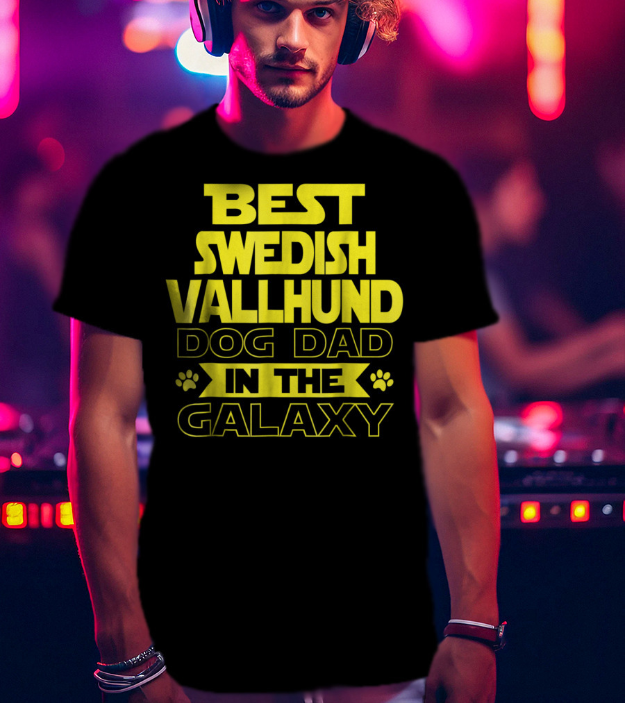 Best Swedish Vallhund Dog Dad In The Galaxy T-Shirt