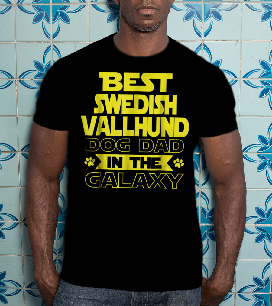 Best Swedish Vallhund Dog Dad In The Galaxy T-Shirt