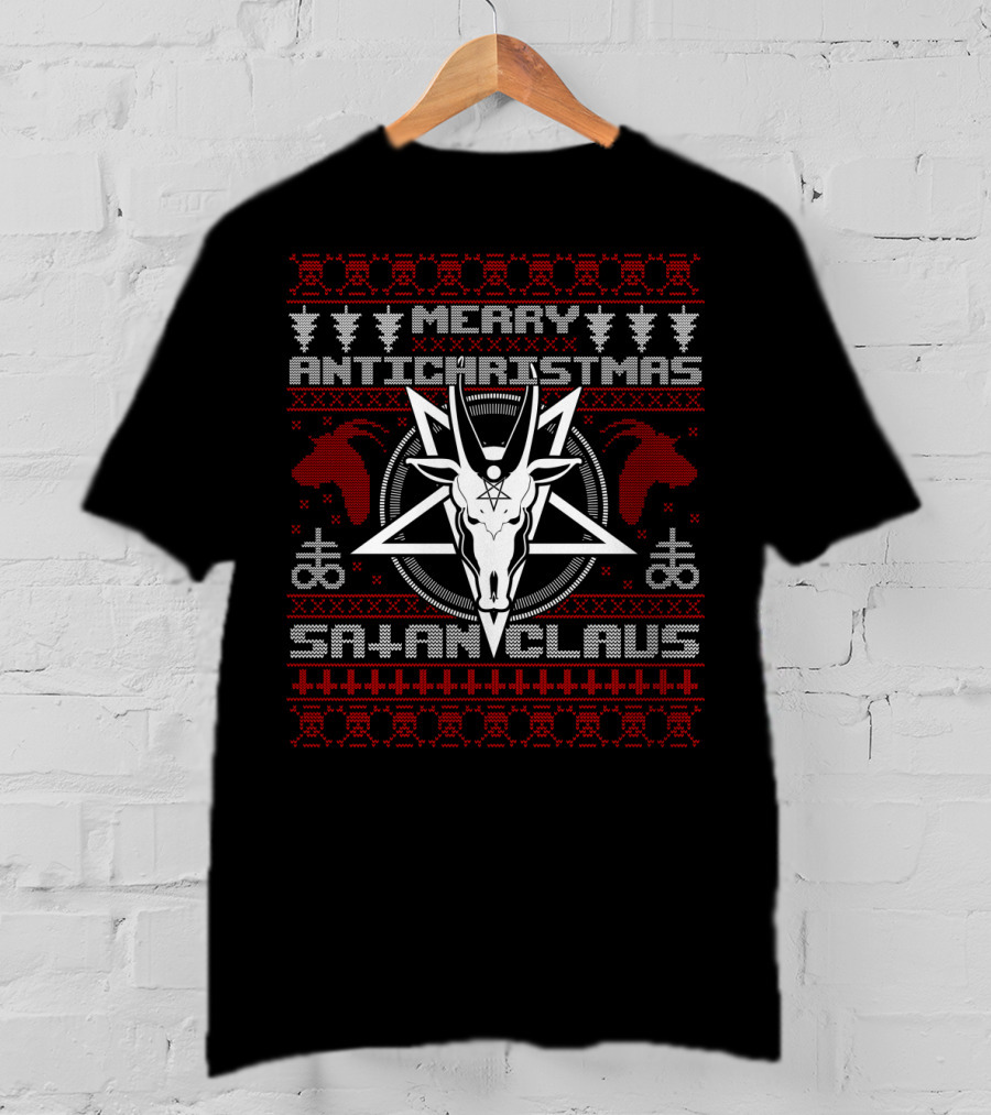 Merry Antichristmas Satan Claus Pentagram Goat Head T-Shirt
