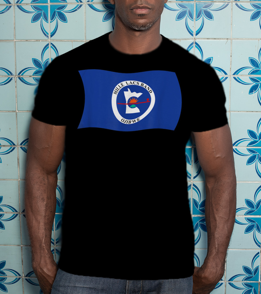 Mille Lacs Band Ojibwe Reservation Flag Blue Background T-Shirt