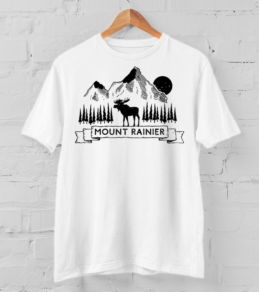 Mount Rainier Moose Mountain Scene Washington T-Shirt
