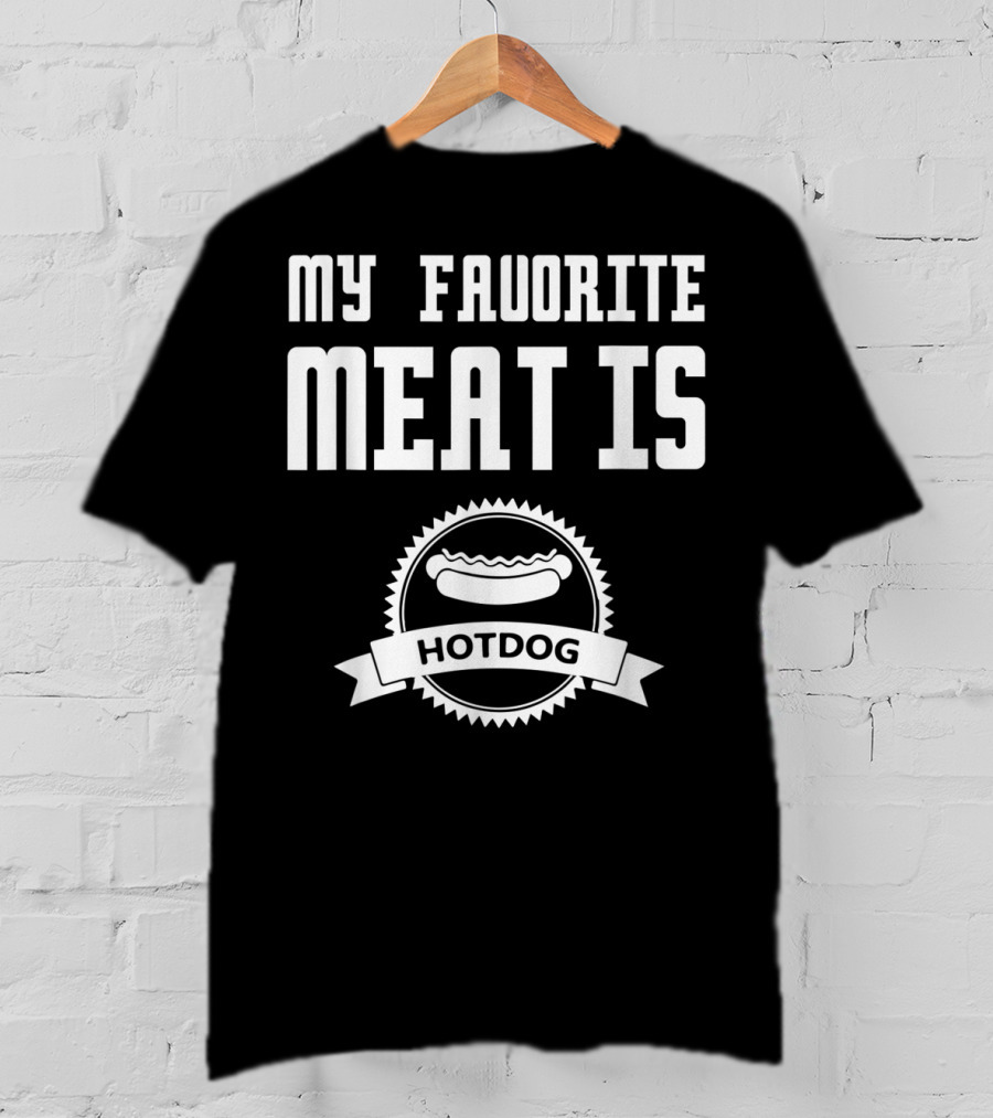 My Favorite Meat Is Hotdog Emblem With Iconic Sausage T-Shirt