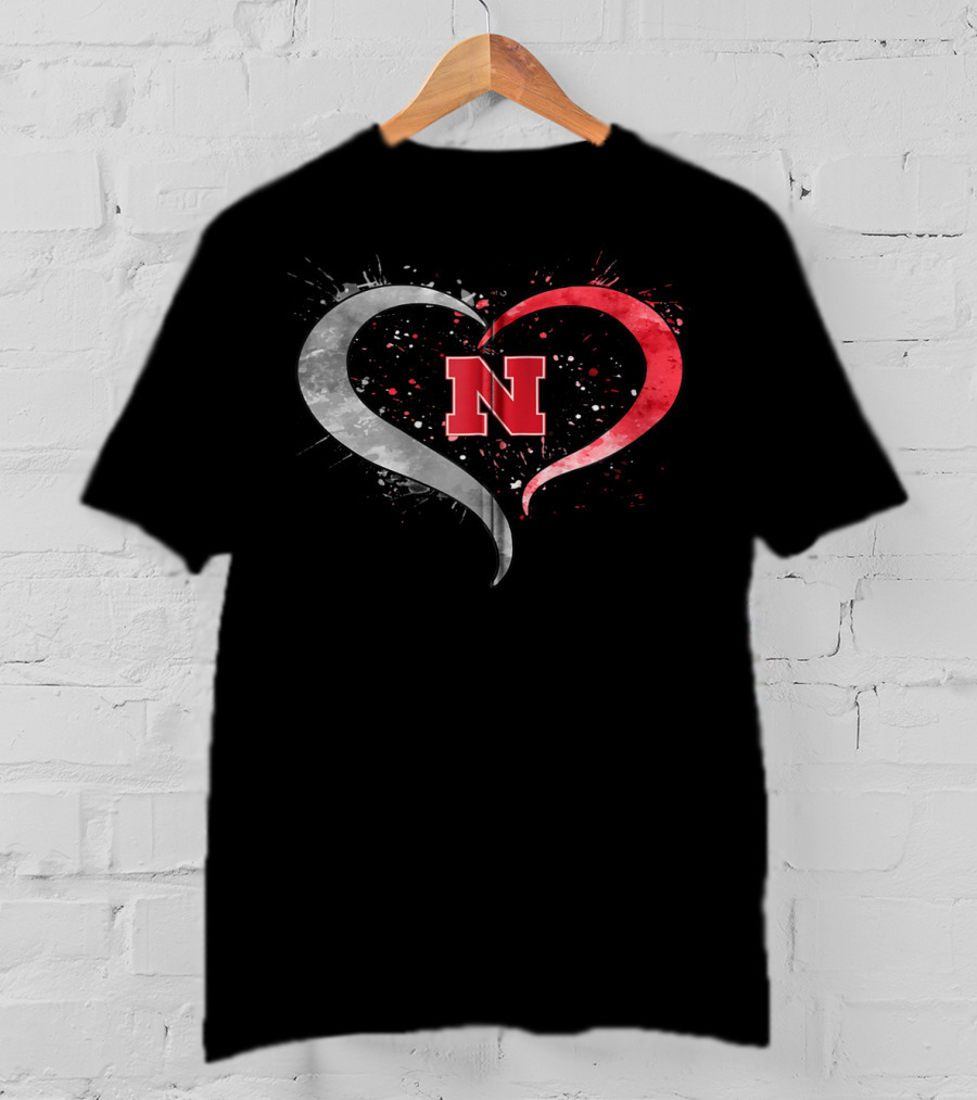 Nebraska Cornhuskers Heart Splatter Game Day N T-Shirt