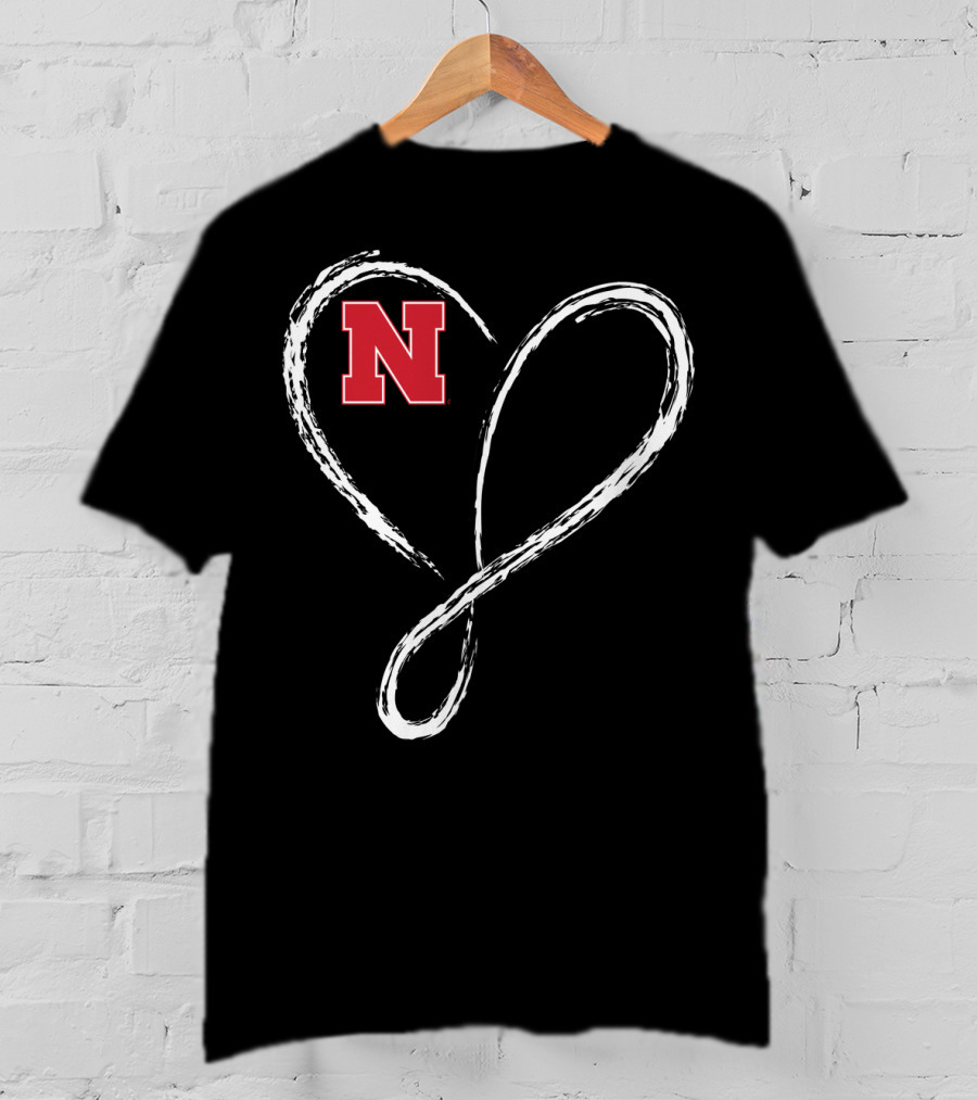 Nebraska Cornhuskers N Logo Love Heart Infinity T-Shirt