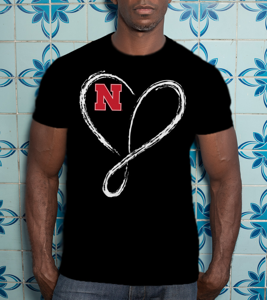 Nebraska Cornhuskers N Logo Love Heart Infinity T-Shirt