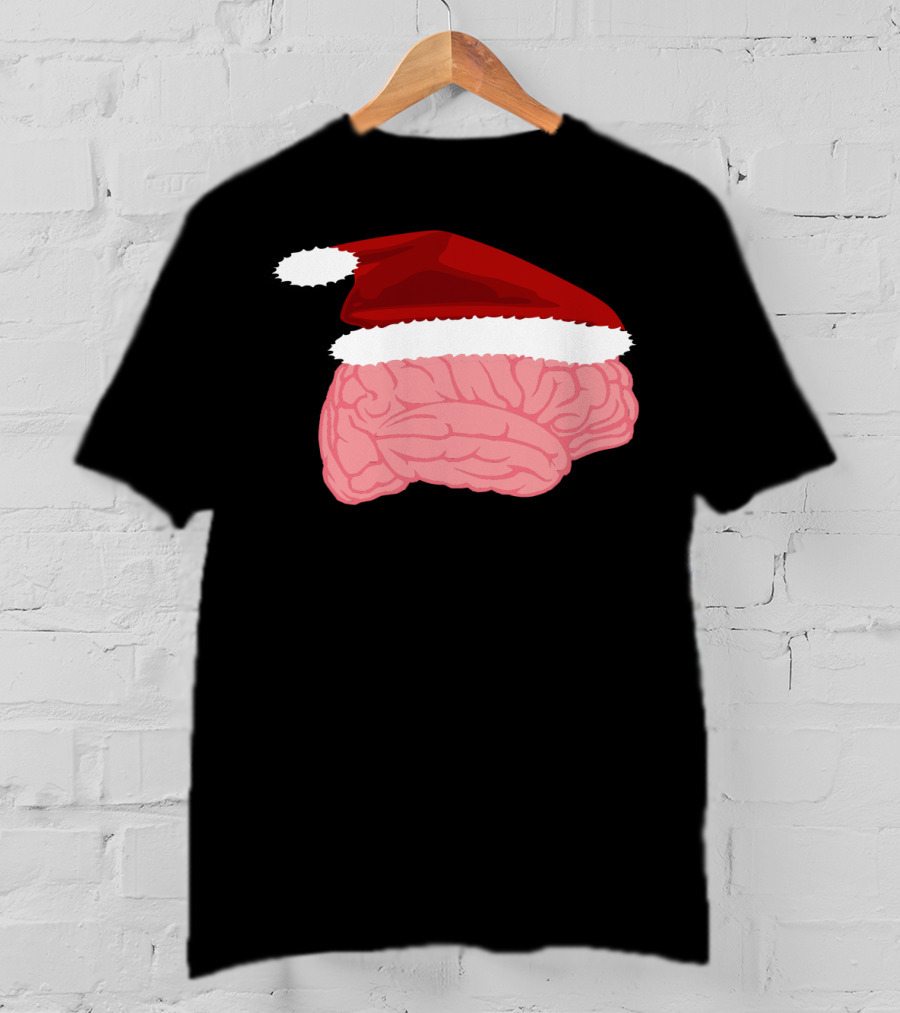 Neurologist Christmas Brain Surgeon Holiday Santa Hat Brain T-Shirt