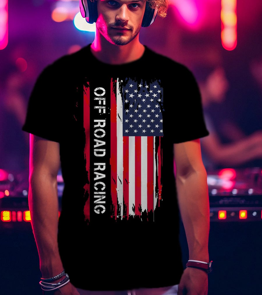 Off Road Racing American Flag T-Shirt