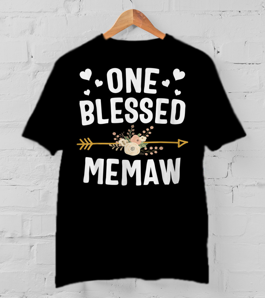 ONE BLESSED MEMAW Heart Arrow Flower T-Shirt
