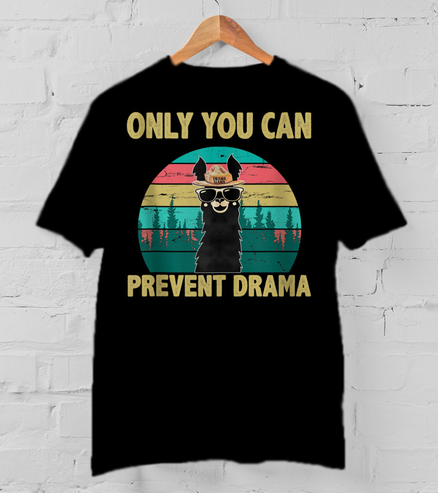 Only You Can Prevent Drama Llama Vintage Camping Vibes T-Shirt