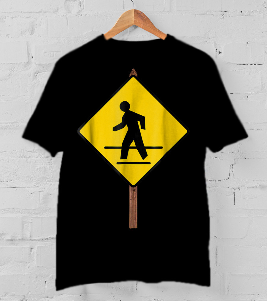 Pedestrian Crossing Road Sign Yellow Diamond Traffic T-Shirt