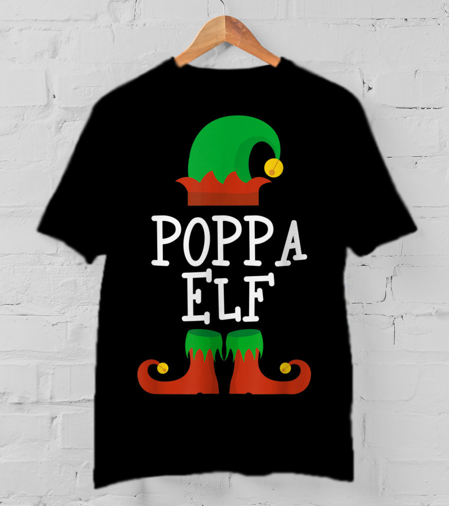 Poppa Elf Hat And Shoes Christmas T-Shirt