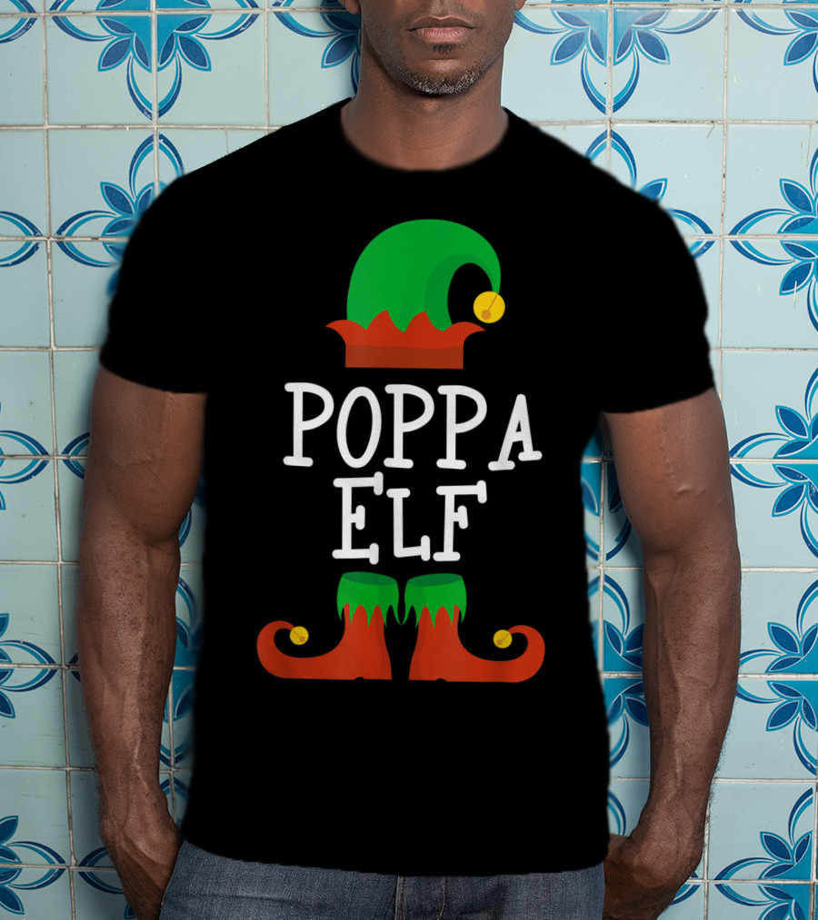 Poppa Elf Hat And Shoes Christmas T-Shirt