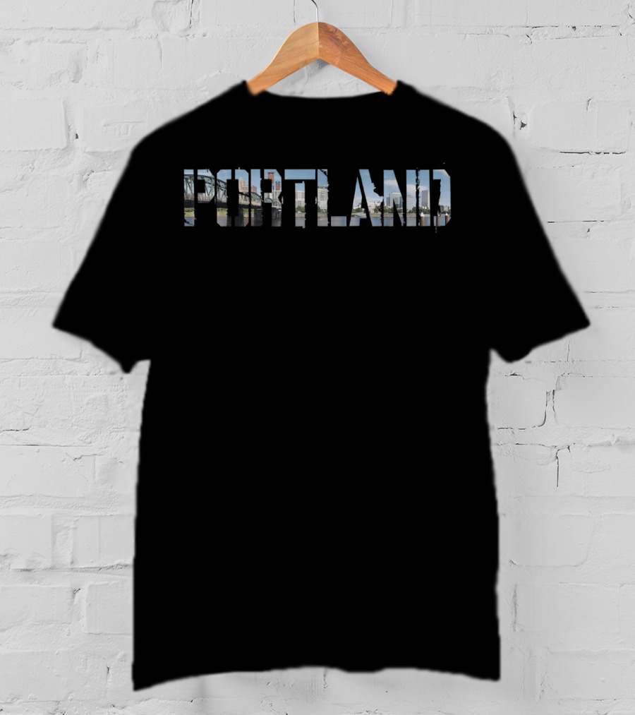 Portland Skyline Cityscape Chữ T-Shirt