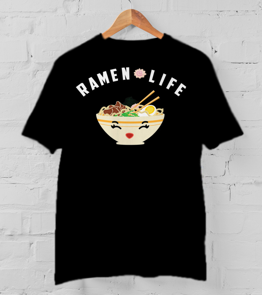 Ramen Life Cool Noodle Soup Addicts Happy Face Bowl T-Shirt