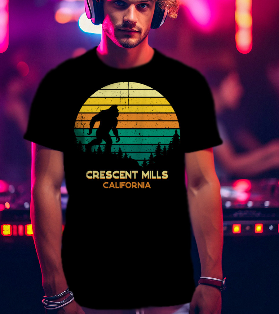 Crescent Mills California Bigfoot Retro Bayou Sunset T-Shirt