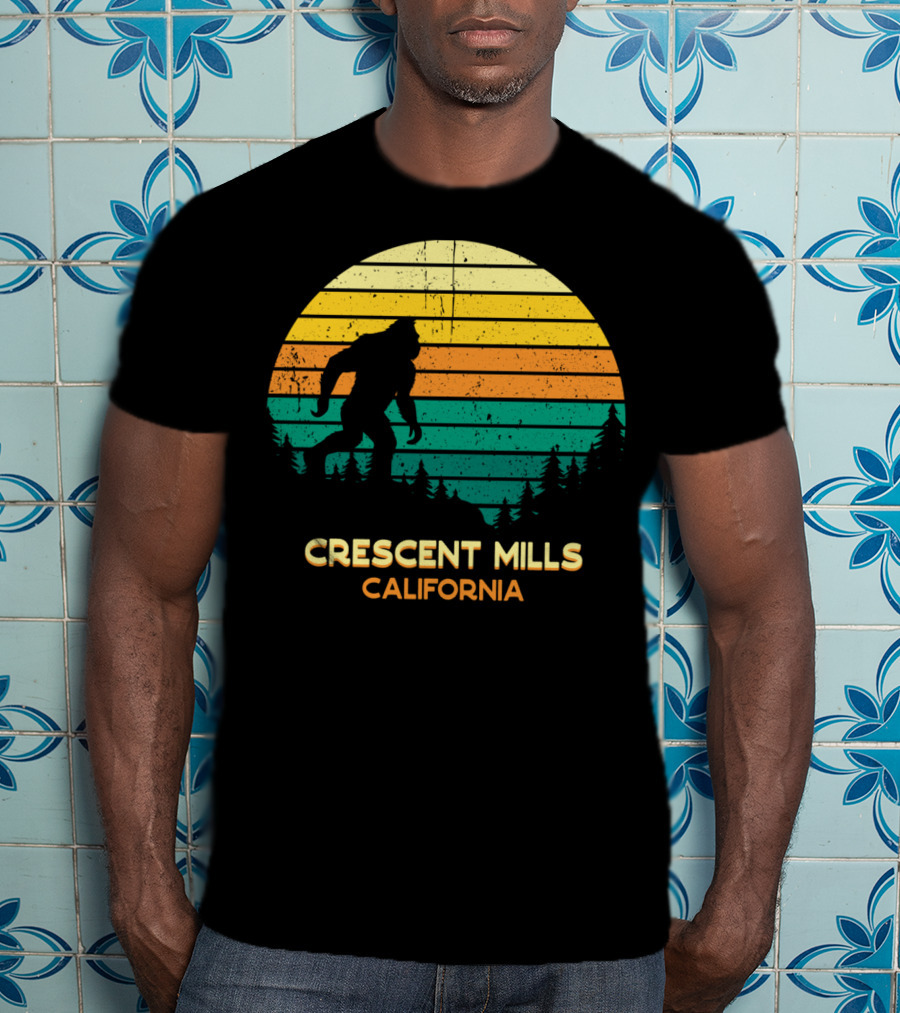 Crescent Mills California Bigfoot Retro Bayou Sunset T-Shirt
