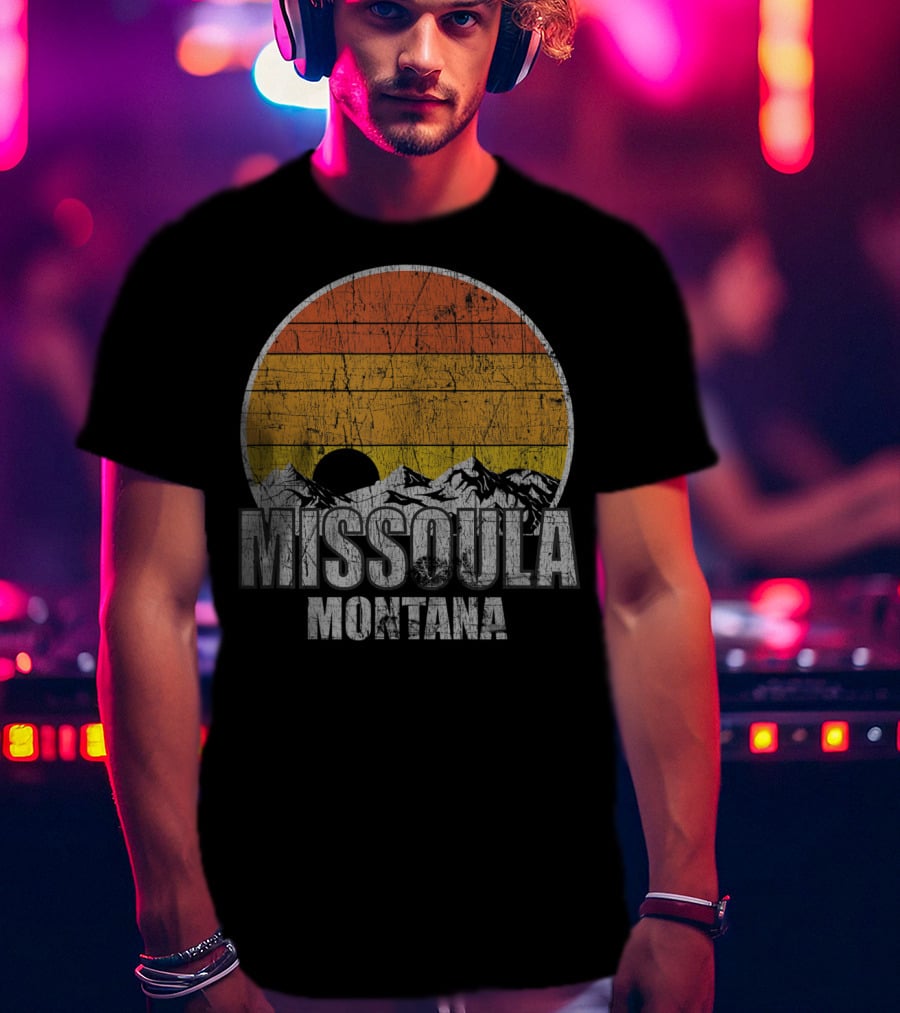Retro Missoula Montana Vintage Sunset Mountains T-Shirt