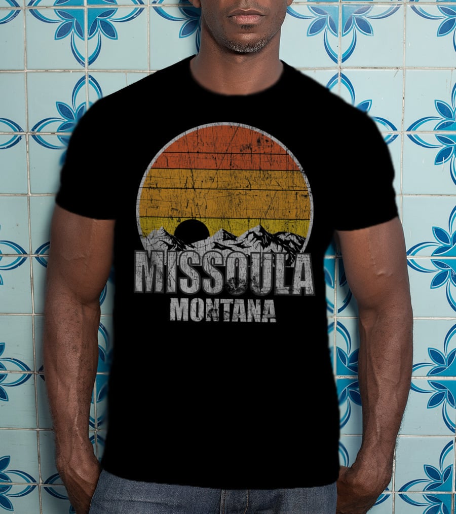 Retro Missoula Montana Vintage Sunset Mountains T-Shirt