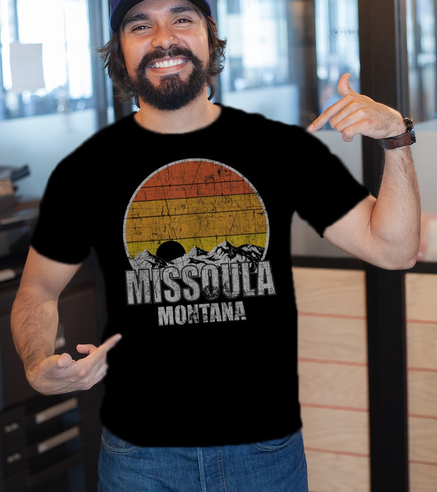 Retro Missoula Montana Vintage Sunset Mountains T-Shirt