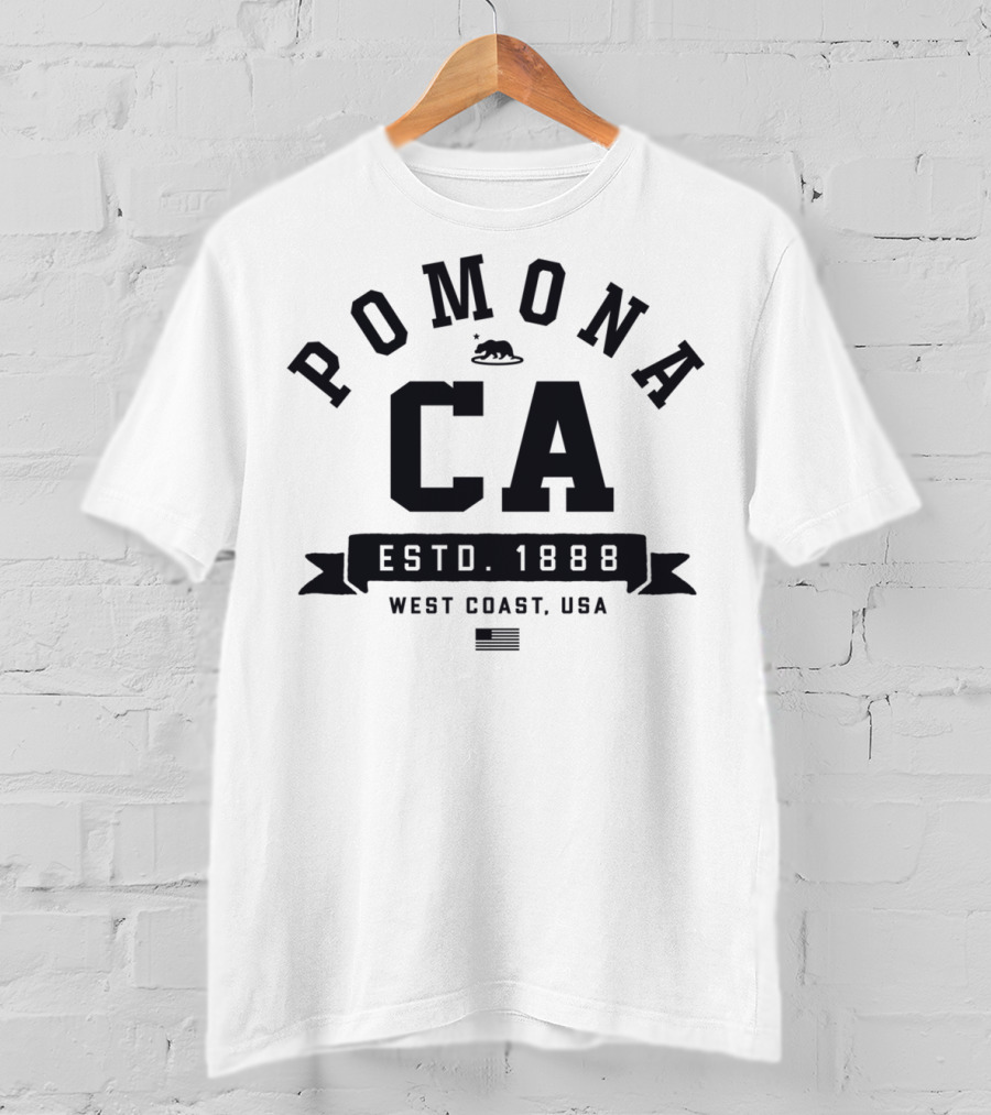 Pomona CA Estd. 1888 West Coast USA Retro Sports Font T-Shirt