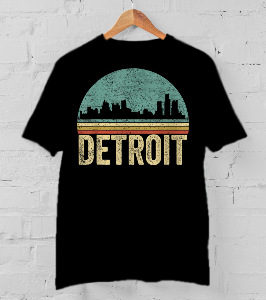Retro 70s 80s Detroit Skyline Vintage T-Shirt