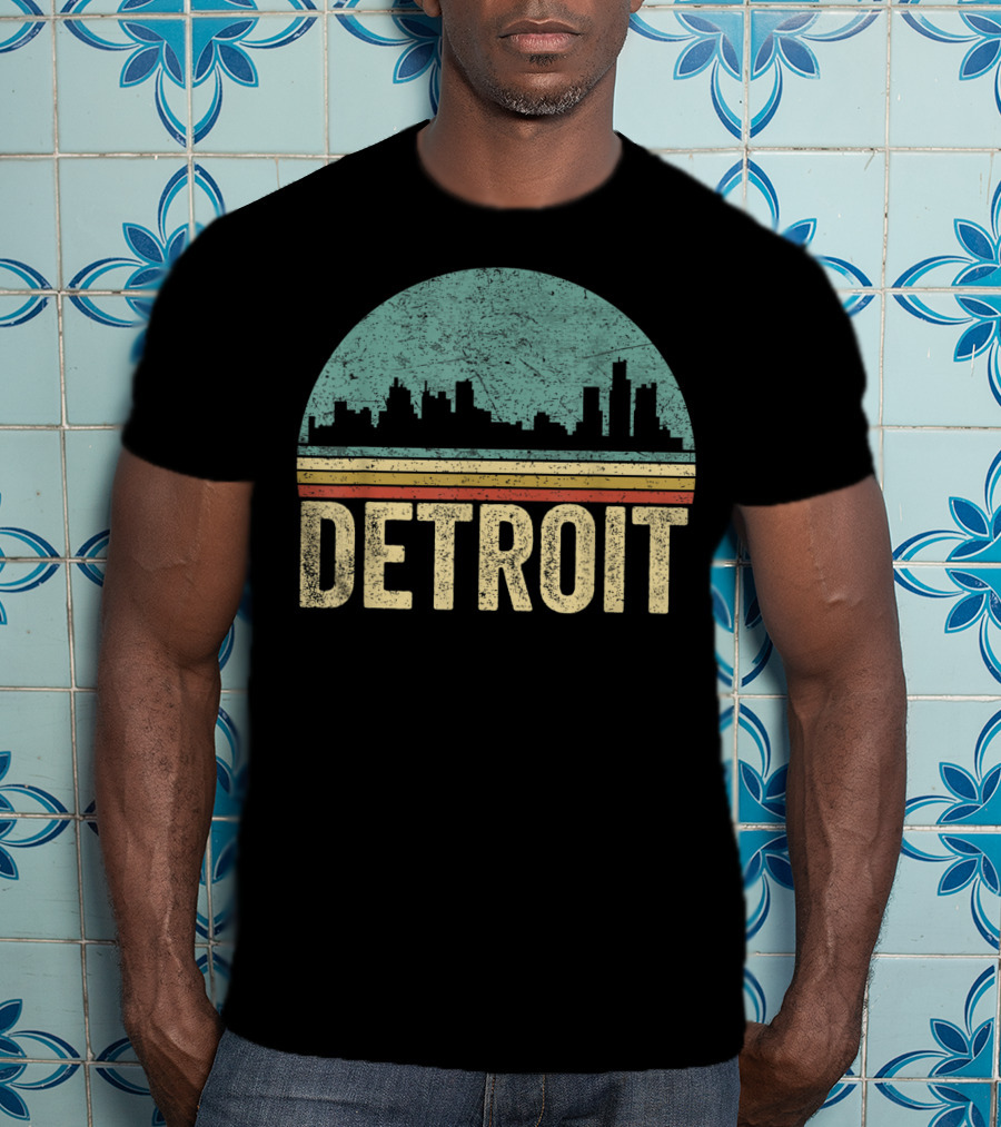Retro 70s 80s Detroit Skyline Vintage T-Shirt
