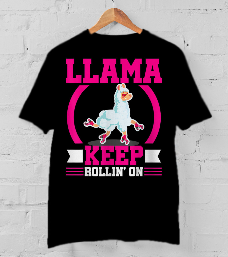Llama Keep Rollin' On Funny Skater Derby Skating T-Shirt