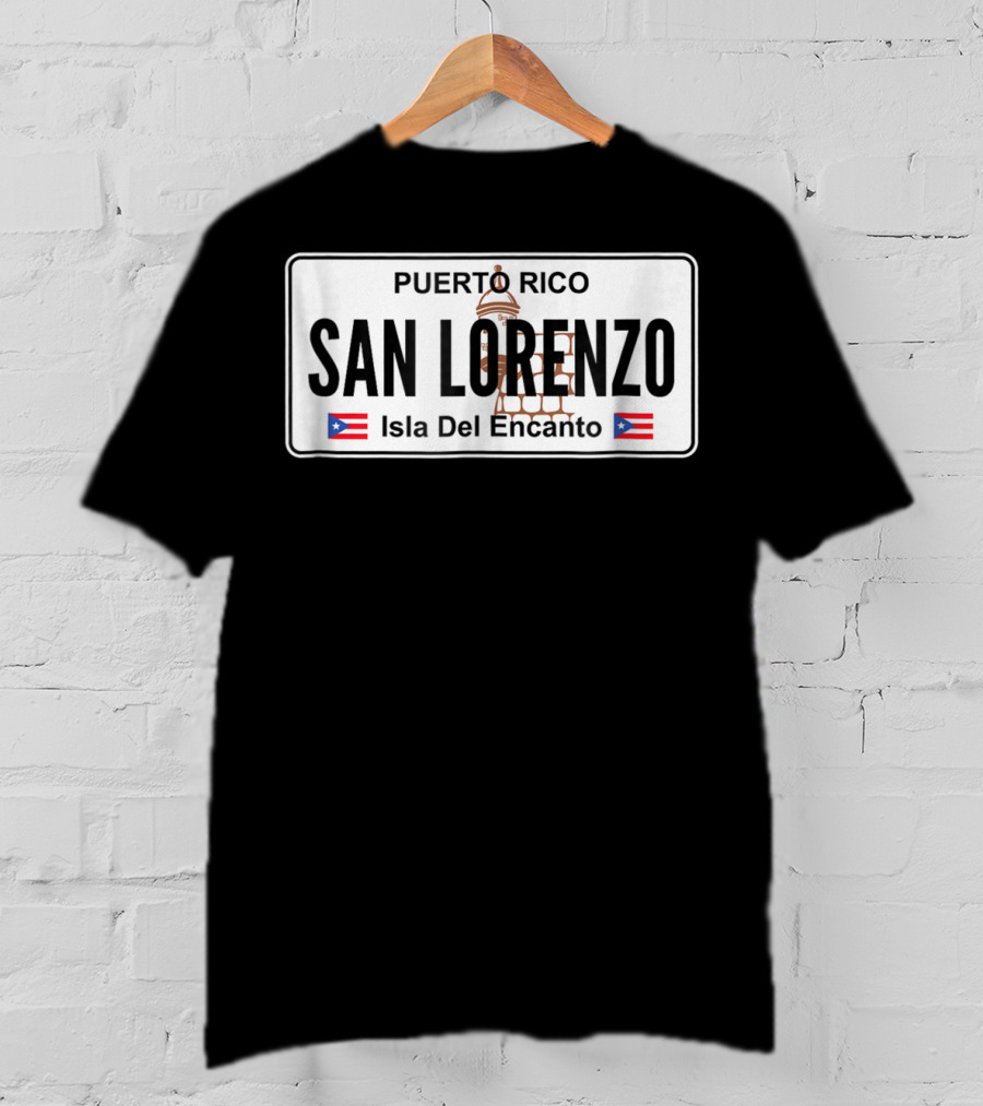 San Lorenzo Puerto Rico Isla Del Encanto License Plate T-Shirt