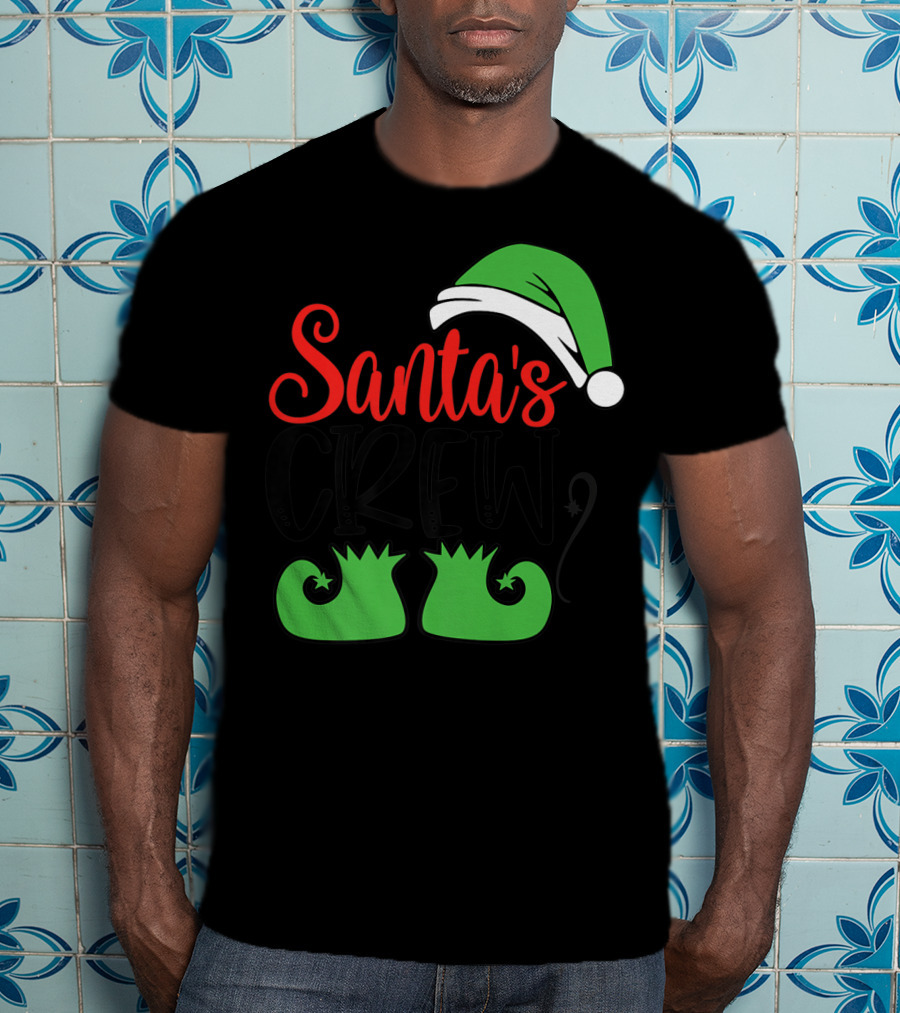 Santa's Crew Christmas Hat And Shoes T-Shirt